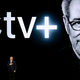 Steven Spielberg in Cupertino last month, hitching his metaphorical wagon to Apple’s new streaming service, Apple TV+.